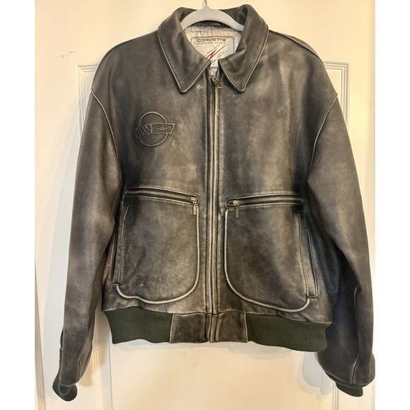 Corvette Designer Series Leather Bomber Jacket Men's L Evolution Lining